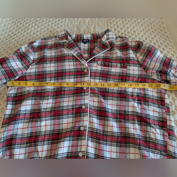 🌲GAP🌲 WOMEN'S WHITE RED TARTAN PLAID FLANNEL RELAXED PJ SET MEDIUM WORN ONCE! - Picture 6 of 12